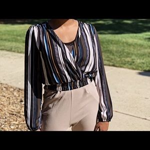 Striped Multicolor Long-sleeve Blouse